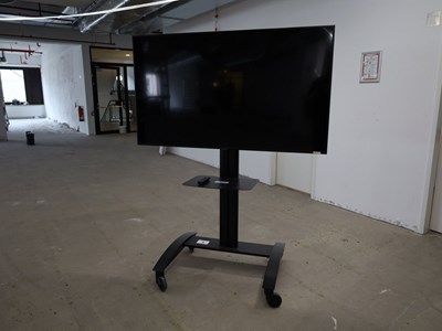 Los 3 - 65"-Fernseher auf TV-Rollgestell