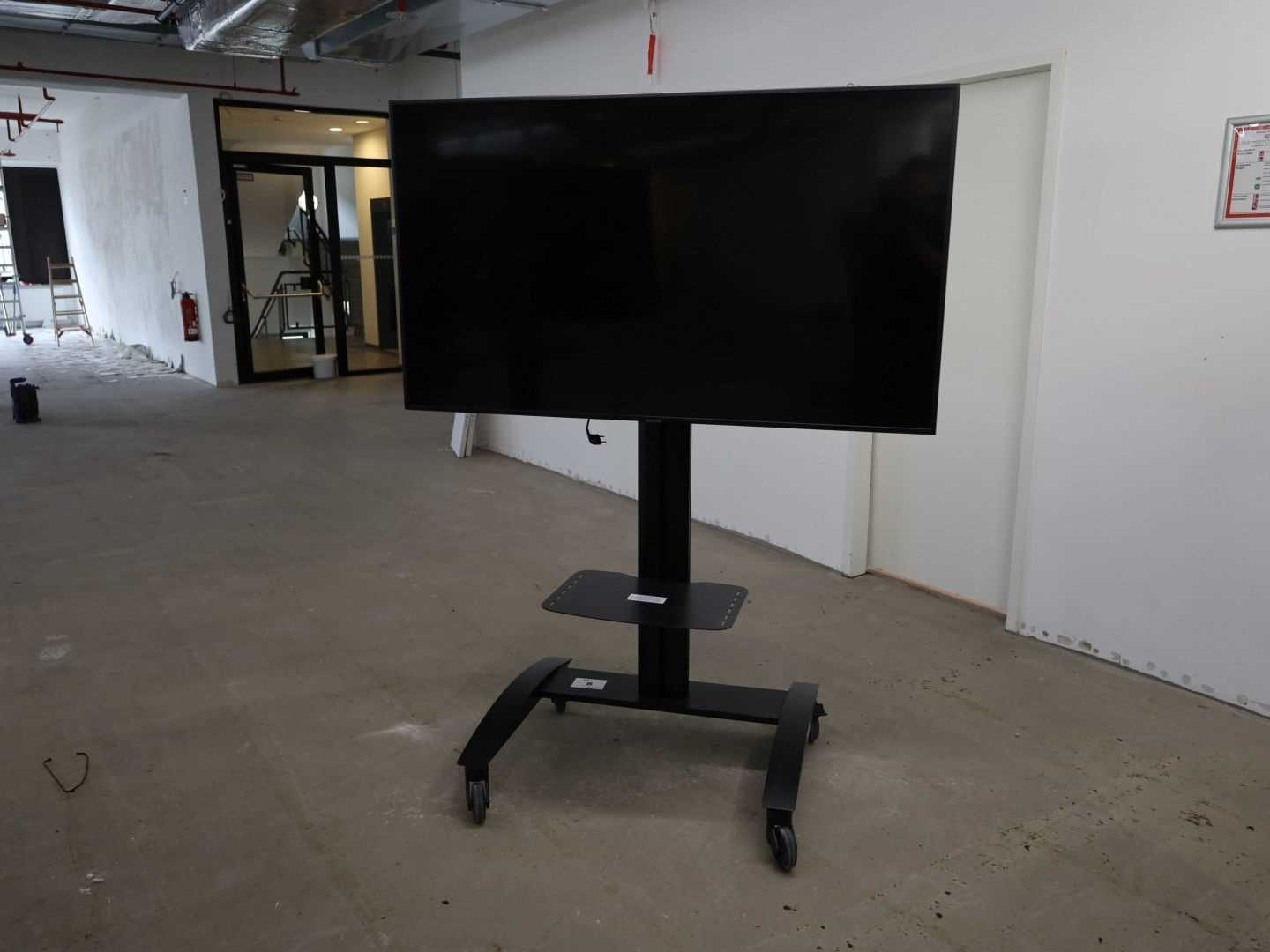 Los 8 - 65"-Fernseher auf TV-Rollgestell