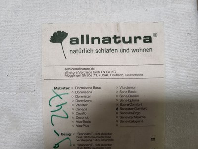 Los 200 - Matratze Allnatura Naturlatex-Matratze "Sanastar-Comfo