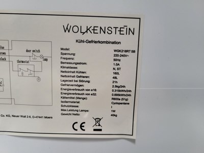 Los 205 - Kühl-/Gefrierkombi Wolkenstein WGK218RT SB