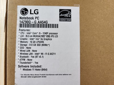 Los 151 - Notebook LG Gram 14 [2022] weiß