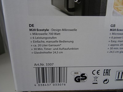 Los 42 - Mikrowelle Caso Design M20 Ecostyle